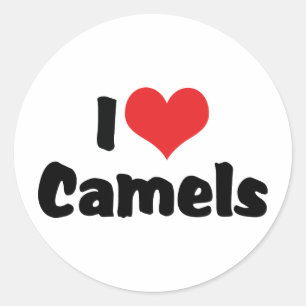 I Liebe Heart Camels Runder Aufkleber