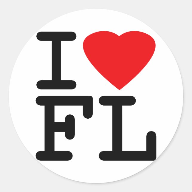 I Liebe Heart Florida Runder Aufkleber (Vorderseite)
