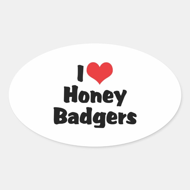 I Liebe Heart Honey Badgers Ovaler Aufkleber (Vorderseite)