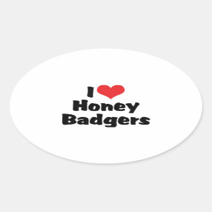 I Liebe Heart Honey Badgers Ovaler Aufkleber