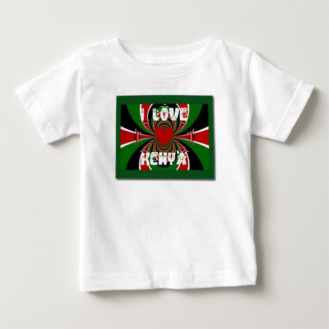 I Liebe Heart Kenya: Dynamische Flaggenkunst Baby T-shirt (Vorderseite)