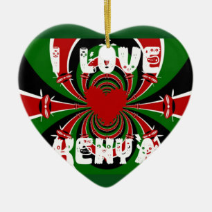 I Liebe Heart Kenya: Dynamische Flaggenkunst Keramik Ornament