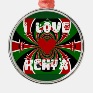 I Liebe Heart Kenya: Dynamische Flaggenkunst Ornament Aus Metall