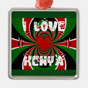 I Liebe Heart Kenya: Dynamische Flaggenkunst Ornament Aus Metall