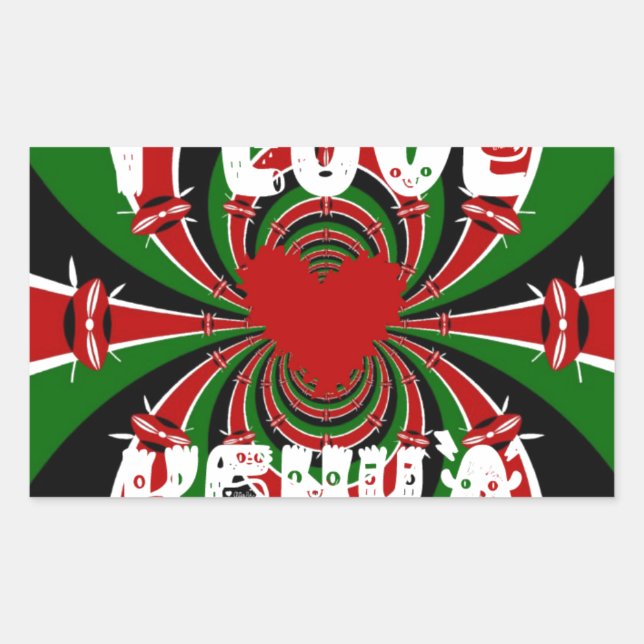I Liebe Heart Kenya: Dynamische Flaggenkunst Rechteckiger Aufkleber (Vorderseite)