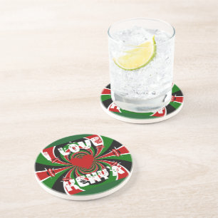 I Liebe Heart Kenya: Dynamische Flaggenkunst Untersetzer