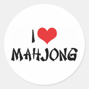 I Liebe Heart Mahjong - Mah Jong Lover Runder Aufkleber