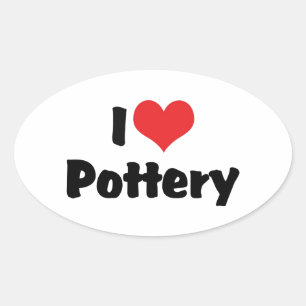 I Liebe Heart Pottery - Clay Lover Ovaler Aufkleber