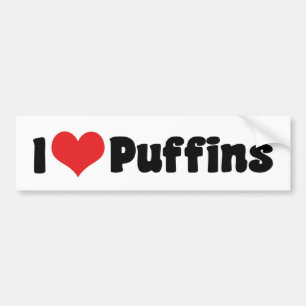 I Liebe Heart Puffins Autoaufkleber