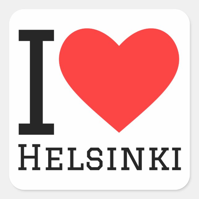 I Liebe Helsinki Quadratischer Aufkleber (Vorderseite)