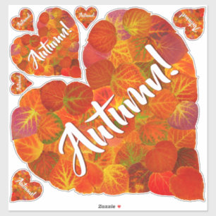 I Liebe Herbst, Bold - Red Aspen Leaf Herz 1 Aufkleber