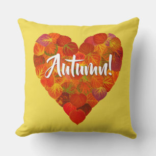 I Liebe Herbst, Bold - Red Aspen Leaf Herz 1 Kissen