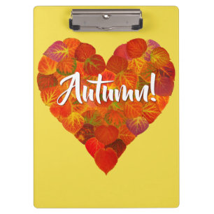 I Liebe Herbst, Bold - Red Aspen Leaf Herz 1 Klemmbrett