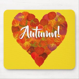 I Liebe Herbst, Bold - Red Aspen Leaf Herz 1 Mousepad