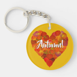 I Liebe Herbst, Bold - Red Aspen Leaf Herz 1 Schlüsselanhänger