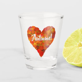 I Liebe Herbst, Bold - Red Aspen Leaf Herz 1 Schnapsglas