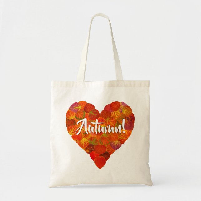 I Liebe Herbst, Bold - Red Aspen Leaf Herz 1 Tragetasche (Vorne)