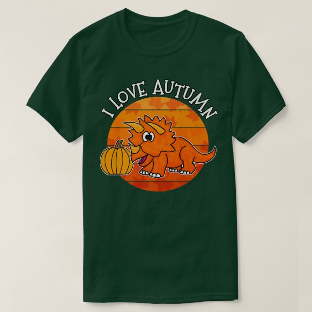 I Liebe Herbst Dinosaurier, Fall Triceratops, Herb T-Shirt (Design vorne)