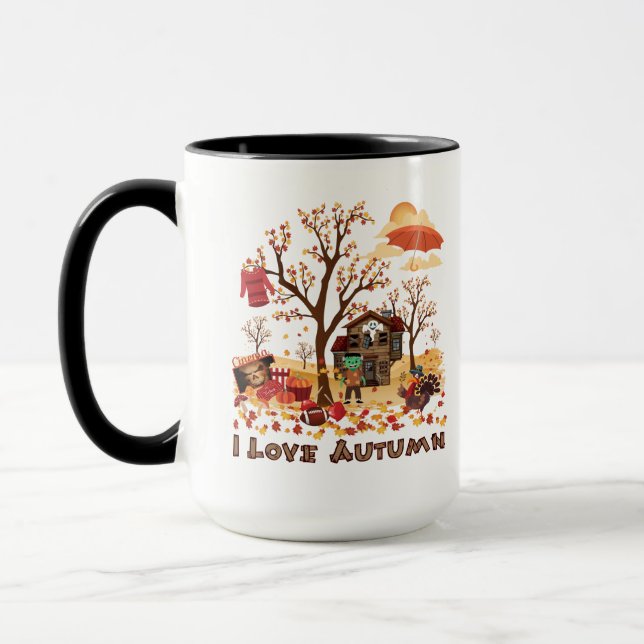 I Liebe-Herbst - Fall-Landschaft Tasse (Links)