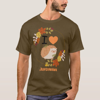 I Liebe Herbst Niedlicher Igel Herbst Folien T-Shirt