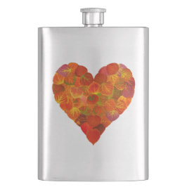 I Liebe Herbst, subtil - Roter Aspen Leaf Herz 1 Flachmann