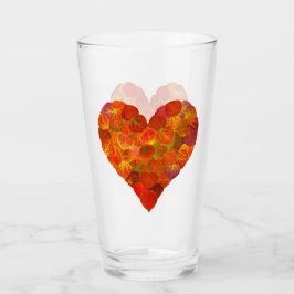 I Liebe Herbst, subtil - Roter Aspen Leaf Herz 1 Glas