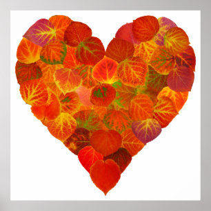 I Liebe Herbst, subtil - Roter Aspen Leaf Herz 1 Poster