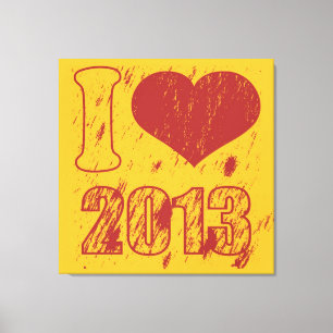 I Liebe (Herz) 2013 - Frohes neues Jahr 2013 - Wei Leinwanddruck