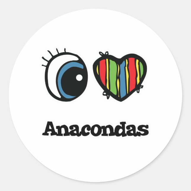 I Liebe (Herz) Anacondas Runder Aufkleber (Vorderseite)