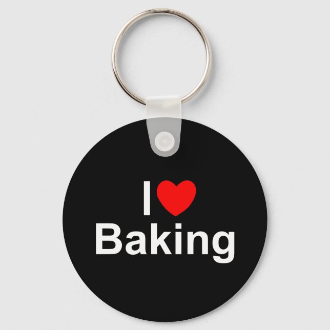 I Liebe (Herz) Backen Schlüsselanhänger (Vorderseite)