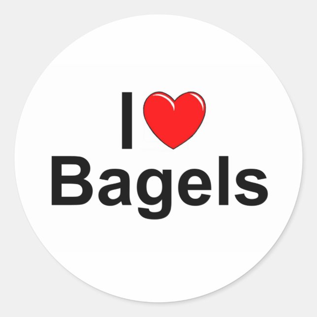 I Liebe (Herz) Bagels Runder Aufkleber (Vorderseite)