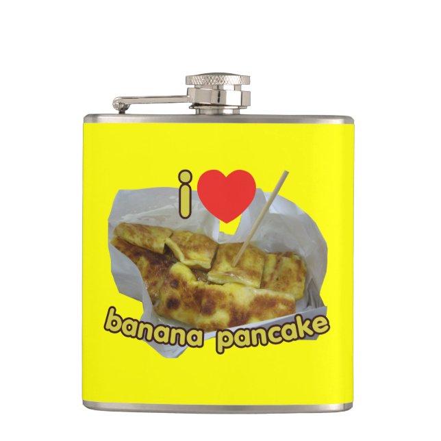 I Liebe (Herz) Banana Pancake ... Thai Street Food Flachmann (Vorderseite)