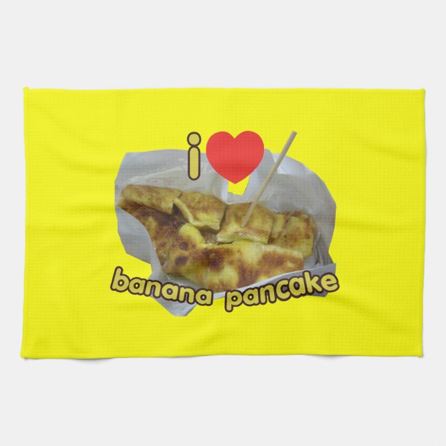 I Liebe (Herz) Banana Pancake ... Thai Street Food Handtuch (Horizontal)