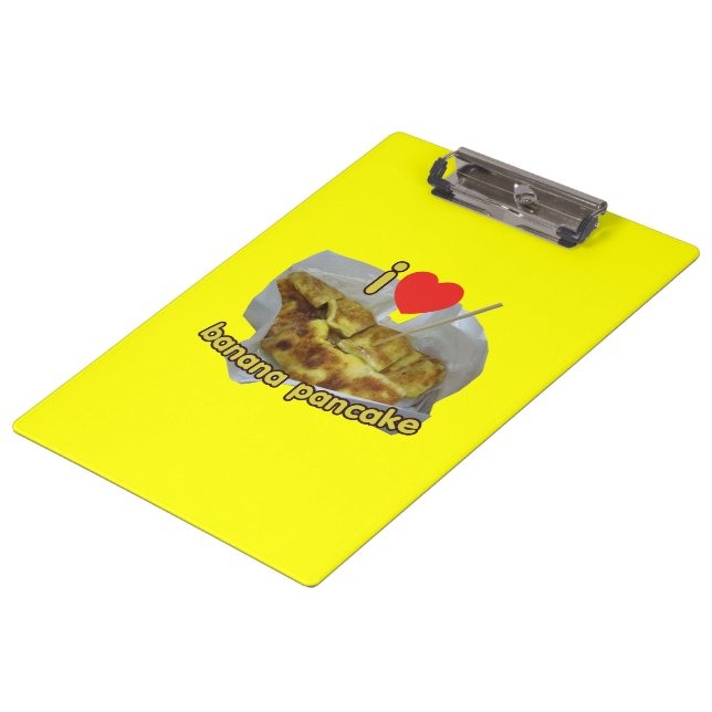 I Liebe (Herz) Banana Pancake ... Thai Street Food Klemmbrett (Schrägansicht)