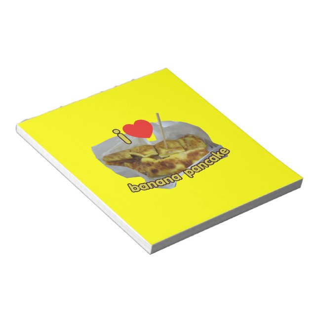 I Liebe (Herz) Banana Pancake ... Thai Street Food Notizblock (angewinkelt)