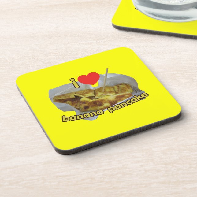 I Liebe (Herz) Banana Pancake ... Thai Street Food Untersetzer (Linke Seite)