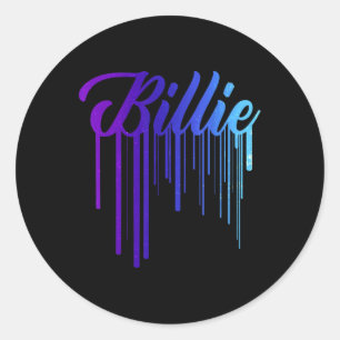 I Liebe Herz Billie Vorname Personalisiert Groovy Runder Aufkleber