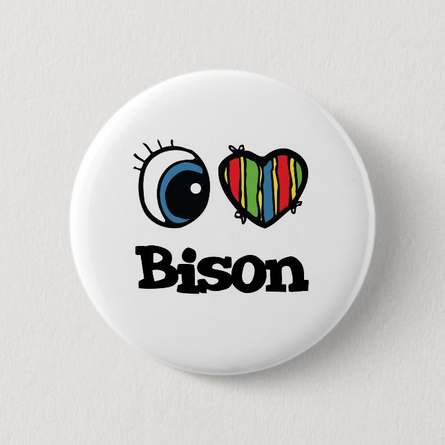 I Liebe (Herz) Bison Button (Vorderseite)