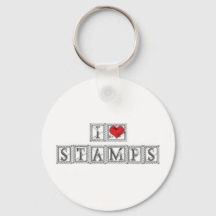 I Liebe Herz Briefmarke - Briefmarke Sammler Phila Schlüsselanhänger