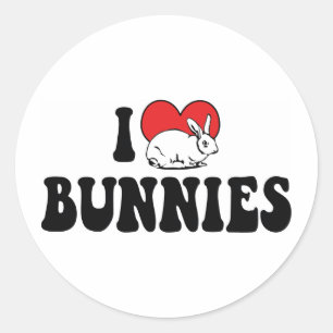 I Liebe Herz Bunny Rabbits Runder Aufkleber