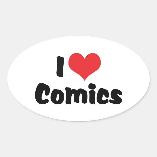 I Liebe Herz Comic - Comic Book Lover Ovaler Aufkleber (Vorderseite)