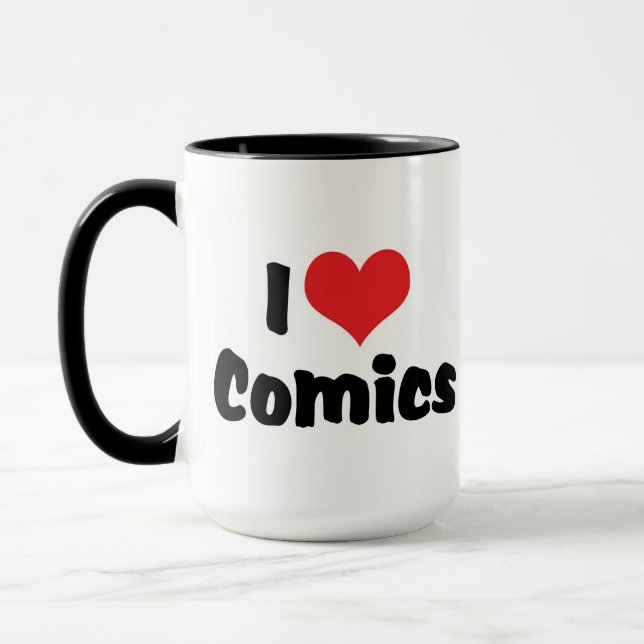 I Liebe Herz Comic - Comic Book Lover Tasse (Links)