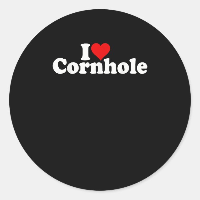 I LIEBE HERZ CORNHOLE RUNDER AUFKLEBER (Vorderseite)