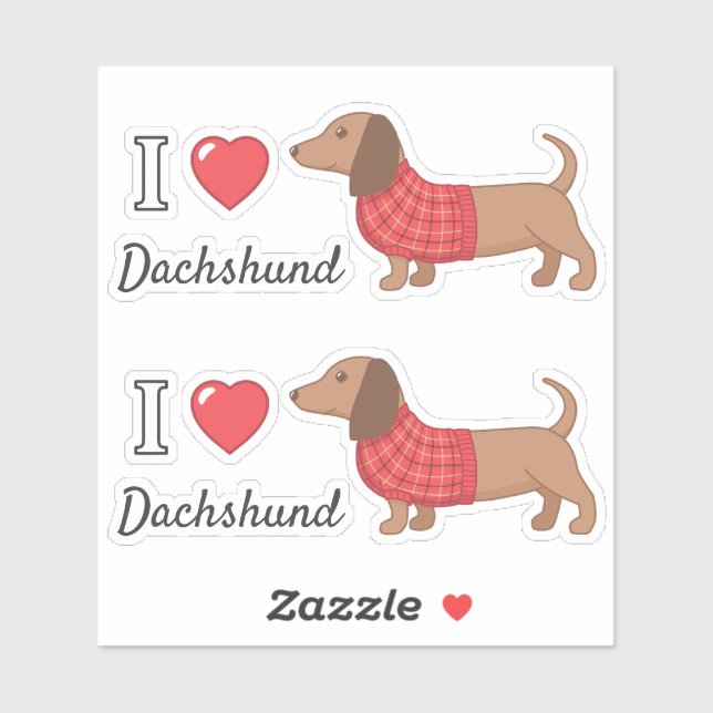 I Liebe Herz Dackel Dackel Dog Red Sweater Aufkleber (Blatt)