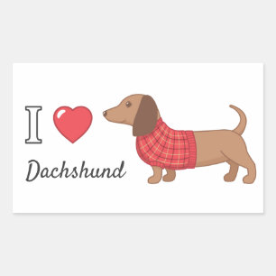 I Liebe Herz Dackel Dackel Dog Red Sweater Rechteckiger Aufkleber