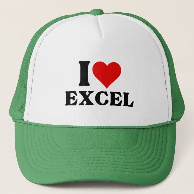 I Liebe Herz Excel Funny Spreadsheet Lover T - Shi Truckerkappe (Vorderseite)