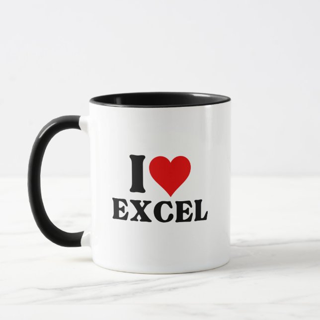 I Liebe Herz Excel Funny Spreadsheet Lover Tasse (Links)