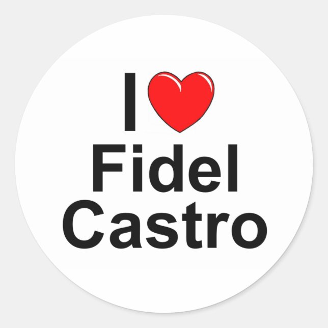 I Liebe (Herz) Fidel Castro Runder Aufkleber (Vorderseite)