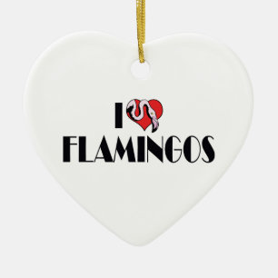 I Liebe Herz Flamingos - Pink Flamingo Liebhaber Keramikornament