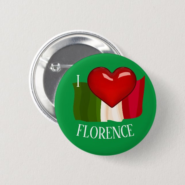 I LIEBE (HERZ) FLORENZ bearbeitbar Button (Vorne & Hinten)